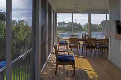 400+LaRua+Landing-2nd+floor+porch+facing+Bayou+Texar_01.jpg:  Bayou Texar, Coastal home, Pensacola, 