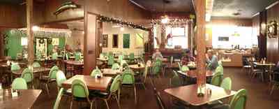 Brownsville:-Oscars-Restaurant_01b.jpg:  1960's decor, formica, green naugahyde, restaurant, cervantes