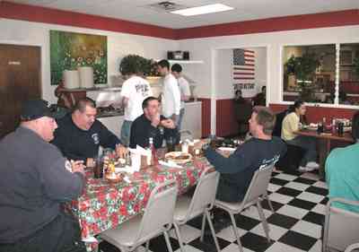 Century:-Panhandle-Restaurant_04.jpg:  dining, buffet, country dining, american flag, checked floor