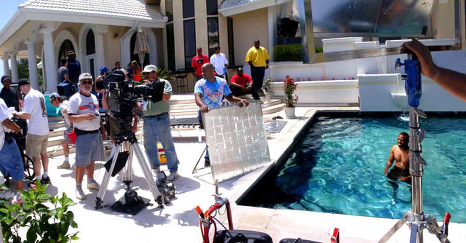 Gulf-Breeze:-Levin-House_11.jpg:  swimming pool, roy jones, crew members, camera, mansion, ed banks