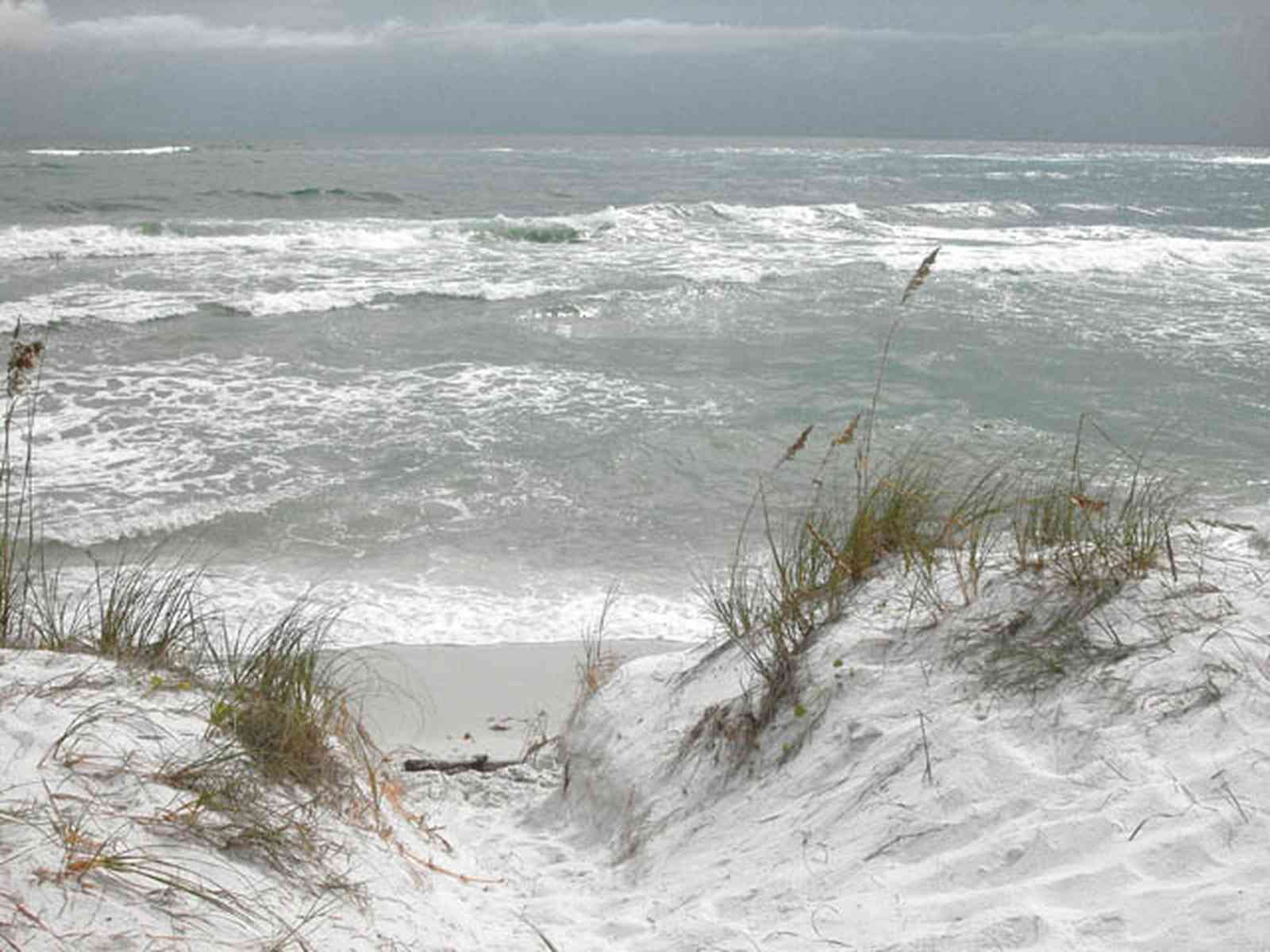 Gulf-Islands-National-Seashore:-Fort-Pickens:-Battery-234_04.jpg:  dunes, sea oats, surf, waves, tropical storm, crystal sand