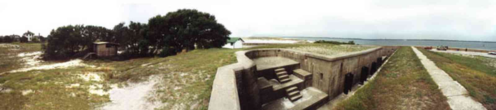 Gulf-Islands-National-Seashore:-Fort-Pickens:-Fortifications_8a.jpg:  battle, sea wall, dunes, oak tree