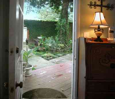 North-Hill:-123-West-Lloyd-Street_23.jpg:  lamp, deck, porch, garden, backyard, welcome mat, french door, breakfast nook