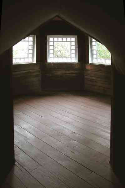 North-Hill:-Springhill-Guest-House_20.jpg:  turret, glass brick window, wood floor, wood walls, tower