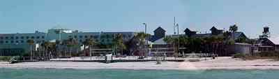 Pensacola-Beach:-Flounders-Restaurant_02.jpg:  sound, gulf of mexico, gulf coast, palm trees, hampton hotel, quietwater beach, volleyball courts