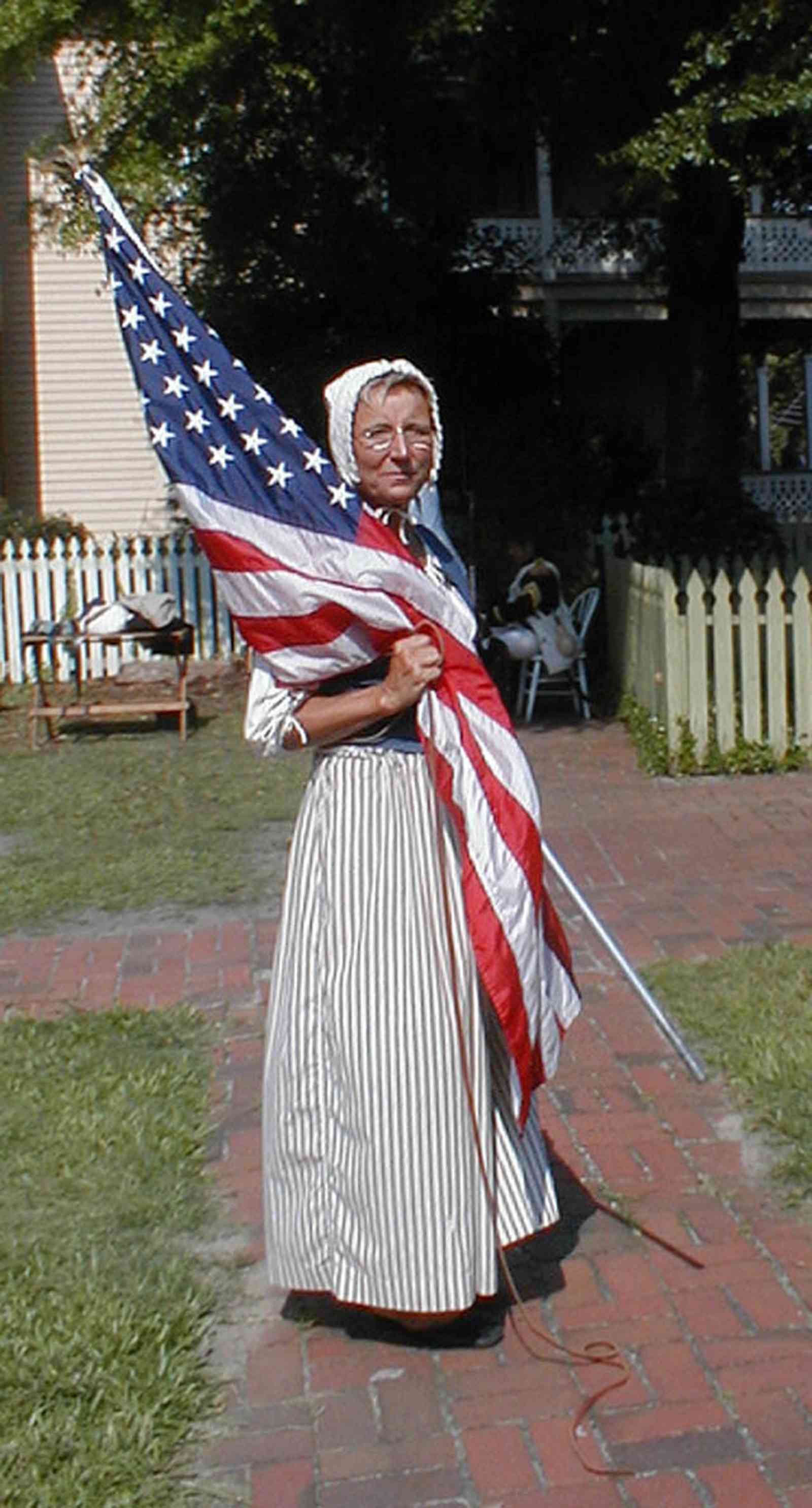 Pensacola:-Historic-Pensacola-Village:-Lear-Rocheblave-House_12.jpg:  historic reenactment, american flag,, museum