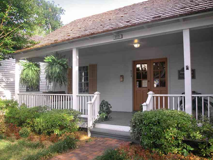 Pensacola:-Historic-Pensacola-Village:-Walton-Cottage_03.jpg:  front porch, creole cottage, shutters, cedar shingle roof, shake roof, front porch