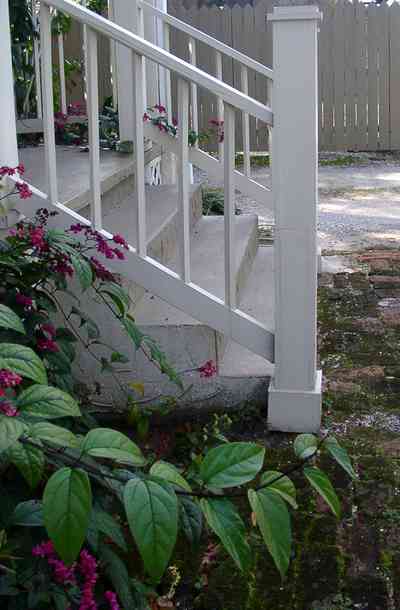 Pensacola:-Seville-Historic-District:-311-East-Intendencia-Street_04.jpg:  flowering vine, steps, gulf coast cottage, picket fence