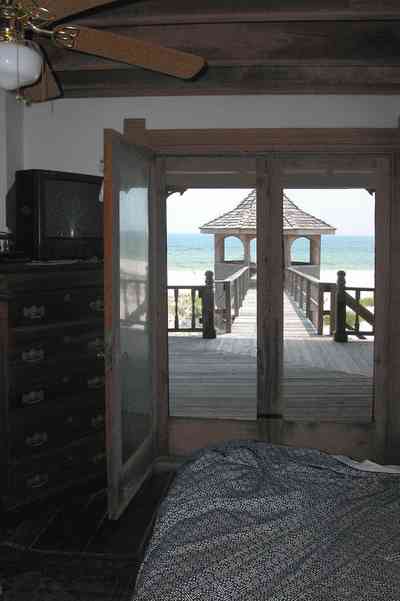Perdido-Key:-Gothic-House_08q.jpg:  bedroom, gazebo, gulf of mexico, heartpine lumber, porch, screened porch