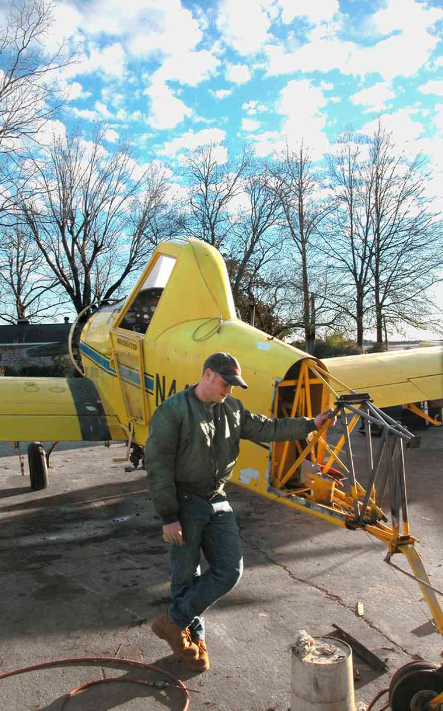 Walnut-Hill:-Mikes-Ag-Air_01a.jpg:  crop duster, agricultural applications, chemical dusting, farm, farmland, airplane, single engine airplane