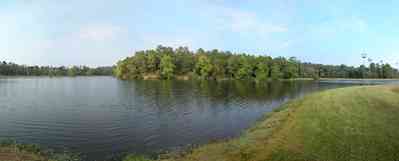 Walnut-Hill:-Wiggins-Lake_03.jpg:  lake, martin houses, oak trees, pine trees, fishing lake, , levee