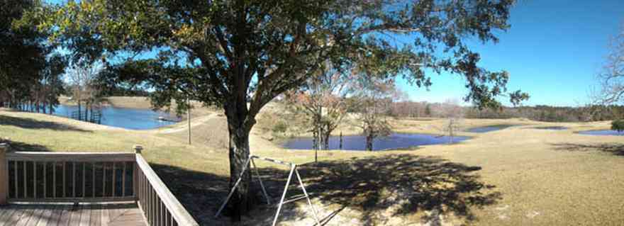 Allentown:-Mathews-Farm-2_02.jpg:  country dirt road, two-lane road, deck, oak tree, pine trees