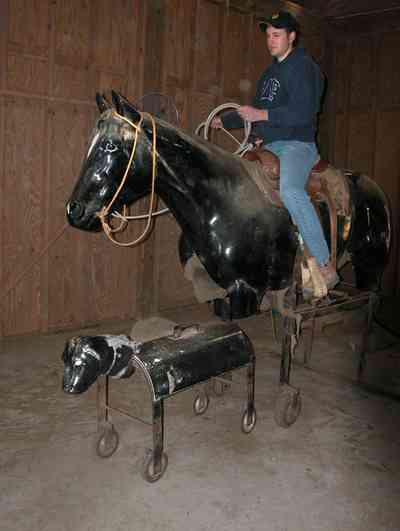 Century:-Brown-Farm_08.jpg:  rodeo rider, horse, calf, barn, cowboy, roping