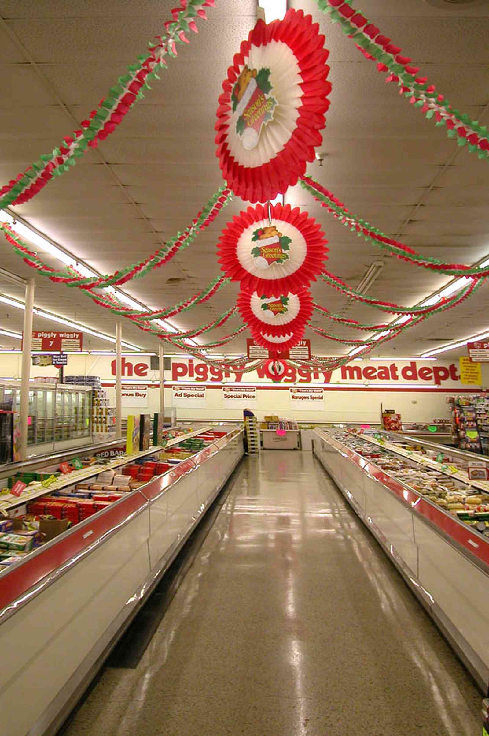 Century:-Piggly-Wiggly-Supermarket_04.jpg:  aisle, grocery store, freezer storage, display case, fluorscent lights