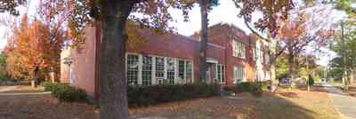East-Hill:-Agnes-MacReynolds-School_02.jpg:  brick schoolhouse, oak trees, east hill