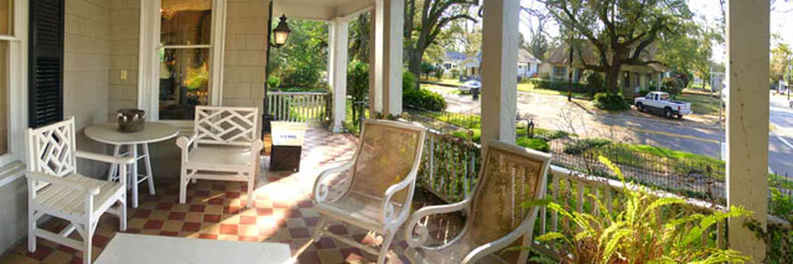 East-Hill:-McAlpin-Shop_10.jpg:  front porch, traditional style, colonial home, oak tree, 