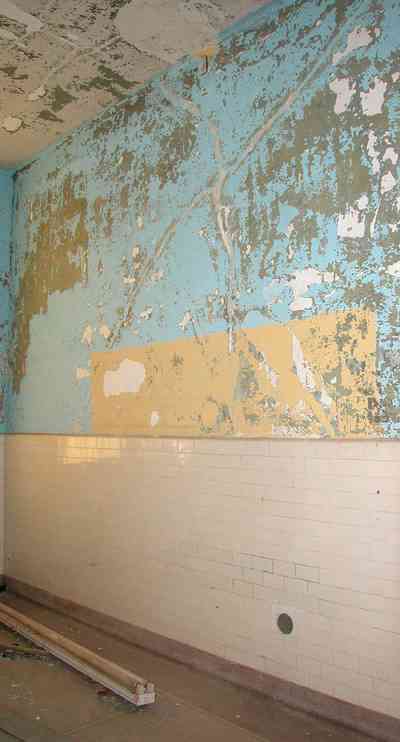 East-Hill:-Tower-East:-Old-Sacred-Heart-Hospital_47.jpg:  tiled walls, operating room, plaster walls, gothic revival architecture