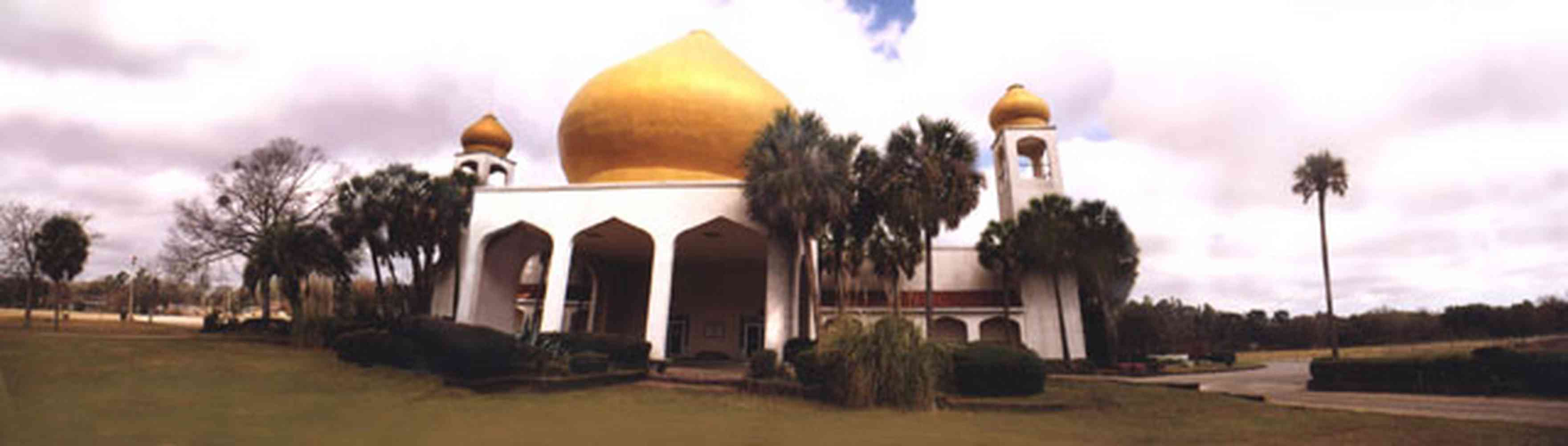 Ensley:-Hadji-Shrine-Temple_01.jpg:  masons, palm trees, golden dome, arabian architecture, mosque
