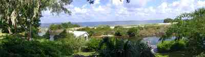 Gulf-Breeze:-Navy-Cove-House_04.jpg:  dead mans island, gulf coast, gulf breeze, gulf of mexico, boat house, spanish moss, sand bar, canal, mimosa tree