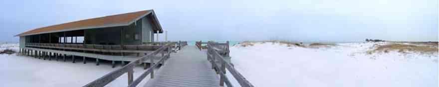 Gulf-Islands-National-Seashore:-Langdon-Beach_03.jpg:  langdon, ft. pickens, gulf of mexico, beach, walkway, deck, pier, walkover, building, shelter, gulf coast