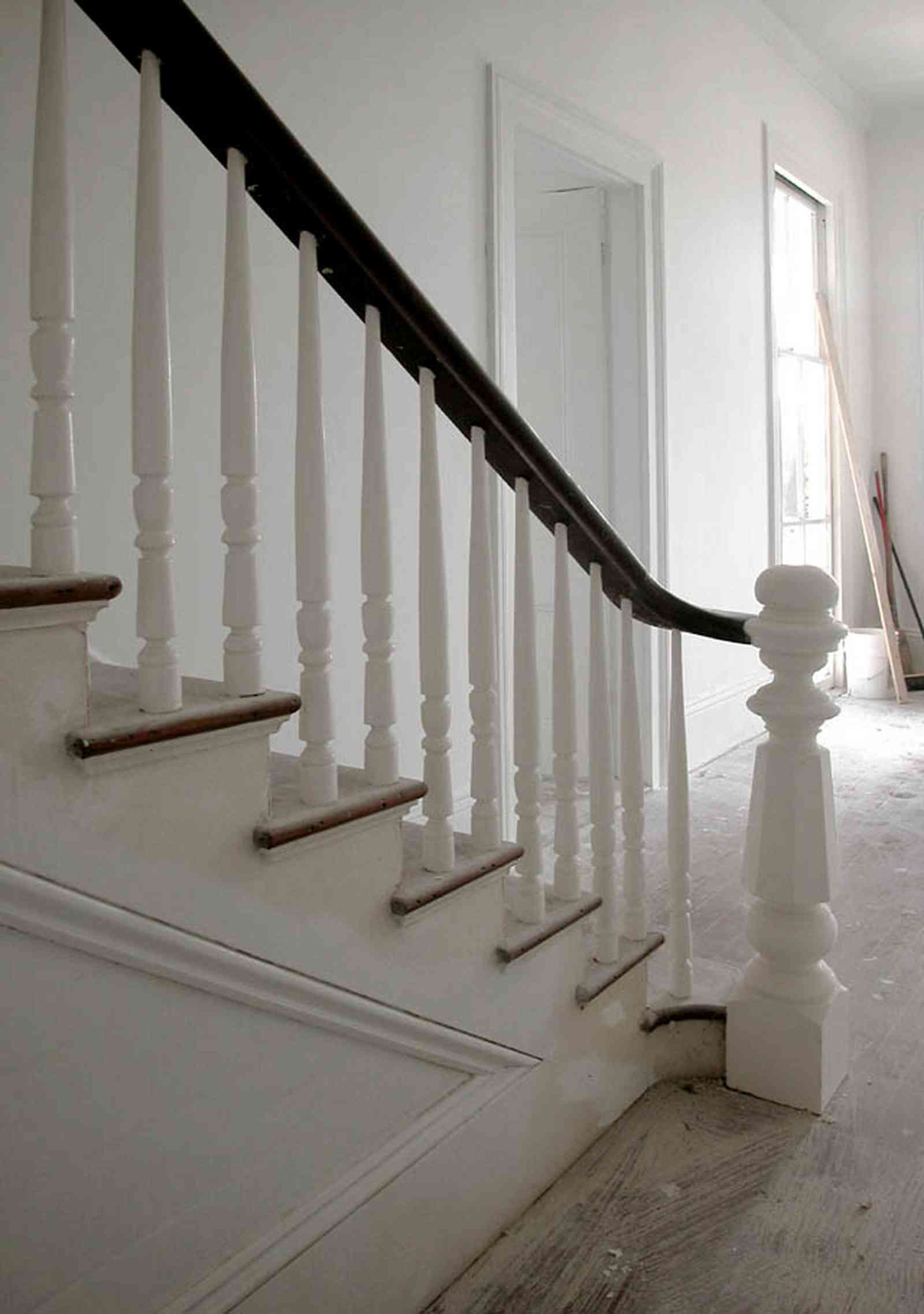 North-Hill:-200-West-Jackson-Street_20.jpg:  staircase, central hall, bannister, newel post, victorian house