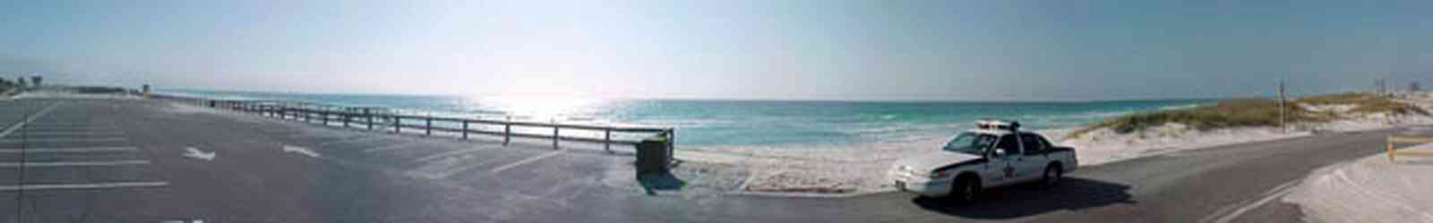 Pensacola-Beach:-East-Park_02.jpg:  gulf of mexico, east park, dune, sand, beach, sheriff's car