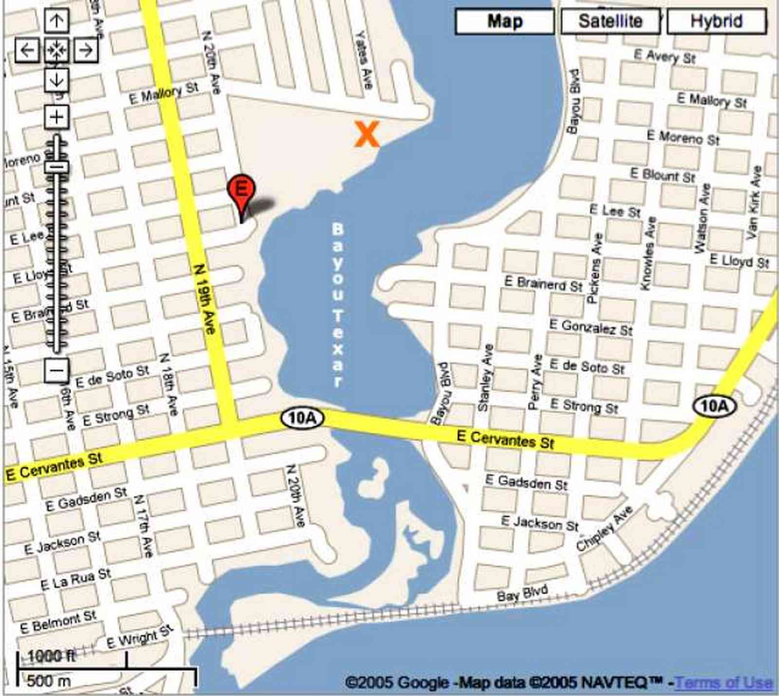 Pensacola:-Bayou-Texar_05.jpg:  bayou, texar, lake, bay, water, calm water, mansions, map, google
