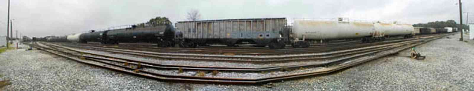 Pensacola:-CSX-Railyard_05.jpg:  train tracks, trainyard, switching station, tank cars, box cars, csx