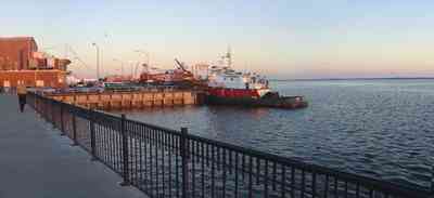 Pensacola:-Downtown:-Palafox-Pier_03.jpg:  pier, walkway, tugboat, dock