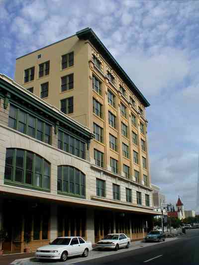 Pensacola:-Palafox-Historic-District:-Blount-Building_02d.jpg:  downtown, masonic temple, architectural style, garden street, urban renewal, palafox street, chicago school of architecture, commercial building, skyscraper, historic district