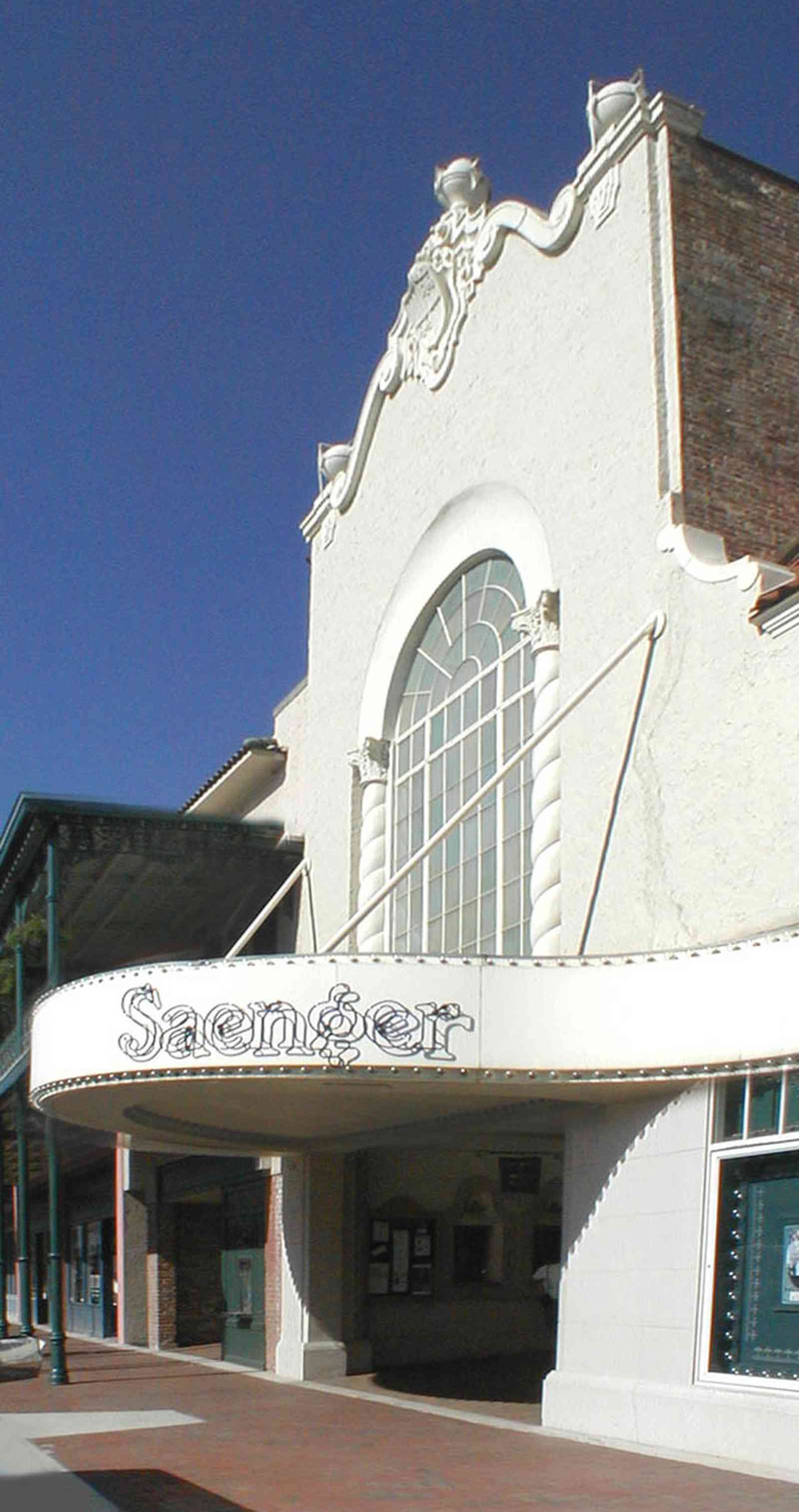 Pensacola:-Palafox-Historic-District:-Saenger-Theatre_01.jpg:  movie theatre, marque, spanish revival architecture, palafox place