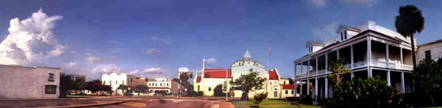 Pensacola:-Palafox-Historic-District:-Scottish-Rite-Temple_04.jpg:  spanish revival architecture, colonial architecture, palm tree, streetscape