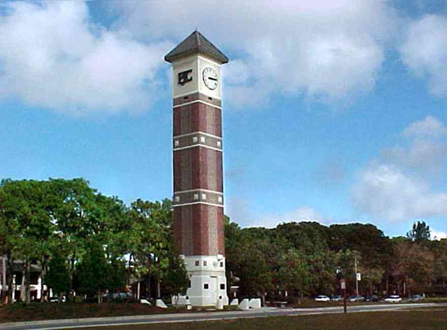 Pensacola:-Pensacola-Junior-College_01.jpg:  clock tower, clock, campus, college, junior college