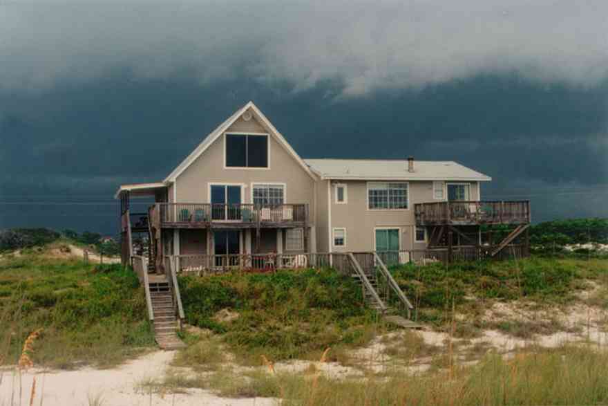 Perdido-Key:-Cape-House_07.jpg:  beach house, gulf of mexico, sea oats, storm, cumulus cloud, deck, porch, balcony