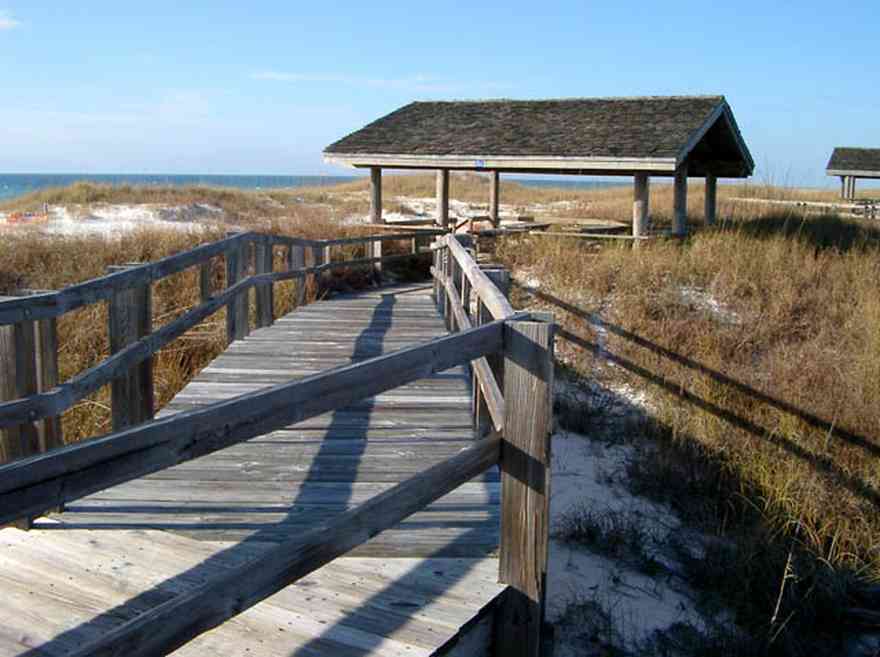 Perdido-Key:-State-Recreation-Area-1_01a.jpg:  dune, recreation shelter, sea oats, boardwalk