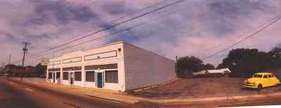 Warrington:-Bills-Fine-Foods_1.jpg:  restaurant, 1940's architectural style, homestyle cooking, yellow 1940's automobile